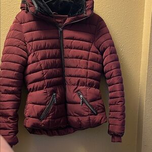 Women's Burgundy Puffer Jacket